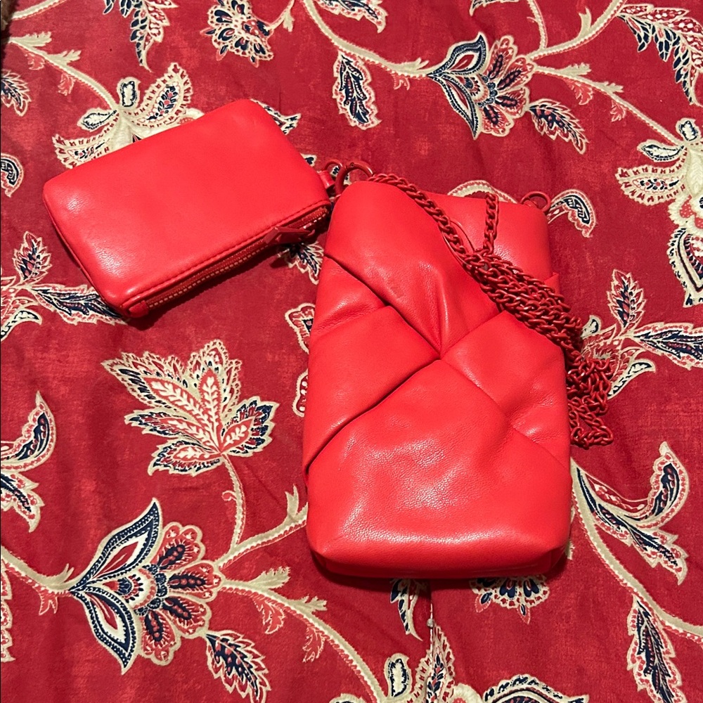 a new day Red Quilted Crossbody Bag with Coin Pouch